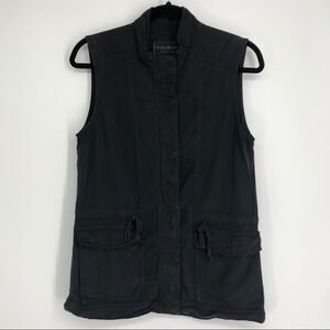LUCKY BRAND Black Lyocell Zip Up Utility Vest
